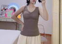 莫代爾保暖背心內(nèi)衣女帶胸墊秋冬季新款低領(lǐng)上衣德絨發(fā)·熱打底衫加絨 咖啡色-單件 XL (適合120-140斤) 曬單實(shí)拍圖