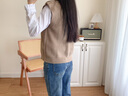 子牧棉麻秋裝 女韓版馬甲V領(lǐng)套頭針織背心寬松慵懶風(fēng)上衣6036 駝色 均碼(建議95-135斤) 曬單實(shí)拍圖