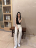ANED小個子工裝褲女春夏季2025新款美式直筒運動褲窄版闊腿沖鋒登山褲 米白色【小個款】160cm以下 XL:116-125斤 曬單實拍圖