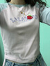 拉拉波波春季新品甜辣短款抽繩長(cháng)袖T恤女拼色減齡學(xué)生上衣LBDA-WSDT44 粉色 M 曬單實(shí)拍圖