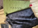 古馳（GUCCI）男女通用配件雙G花紋織帶流蘇羊毛圍巾 七夕送禮 570603 3G200 深灰色 曬單實(shí)拍圖