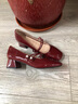 DAPHNE達芙妮單鞋女皮鞋瑪麗珍鞋粗跟新款婚鞋新娘結婚軟皮宴會(huì )鞋子新年紅品 紅色跟高4cm 37 (235mm) 標準碼 曬單實(shí)拍圖