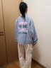 紫洛妮高中生夾克短外套女春裝新款2025秋季初中學(xué)生少女印花小個(gè)子上衣 米色外套 L/165 曬單實(shí)拍圖