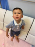 mlgt kids童裝男童套裝2025夏季新款短袖衣服男寶寶POLO衫薄款兩件套 灰藍(lán)條紋 80 cm 曬單實(shí)拍圖