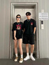 MDlila《兩件裝》草莓熊情侶裝夏季衣服短袖t恤一男一女寬松半袖定制 男黑+女白 L 男+女S 曬單實(shí)拍圖