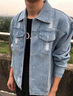 啄木鳥(niǎo)牛仔外套男新款春秋季潮牌休閑夾克男士上衣服高級(jí)感痞帥寬松外衣 1XM21-NZ06淺藍(lán)色 XL 曬單實(shí)拍圖