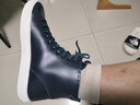 玩累了的孩子小小玩系列 高幫進(jìn)階 簡(jiǎn)約復古系帶休閑頭層牛皮男高幫皮鞋子 墨藍+V底男碼（皮鞋碼） 41 曬單實(shí)拍圖