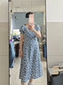 GARNUO法式茶歇碎花連衣裙女夏季新款裙子復古氣質(zhì)收腰顯瘦方領(lǐng)雪紡長(cháng)裙 藍色 M 【101-110斤】 曬單實(shí)拍圖