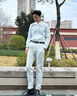 威可多（VICUTU）【小冰褲二代】男士夏潮流休閑褲輕薄舒彈橙標商務(wù)長褲 灰白（休閑褲） 35 曬單實拍圖