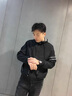 老者（LAOZHE）夾克外套男秋冬季加大碼男裝胖子連帽工裝加絨青少年潮流休閑寬松 221926黑色 XL(建議115-130斤) 曬單實(shí)拍圖