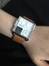 馬克華菲（MARK FAIRWHALE）手表男士全自動(dòng)潮流方形運動(dòng)學(xué)生石英男表雙顯男表腕表送男友禮物 白面棕皮 曬單實(shí)拍圖