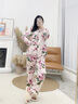 法奈蜜真絲睡衣女長袖套裝 100%桑蠶絲女士高檔秋冬季媽媽款印花家居服 玫瑰粉 M（100%桑蠶絲） 曬單實(shí)拍圖