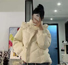 艾柔丹冬季新款短款羽絨服女裝保暖加厚甜美可愛白鴨絨高端洋氣女士外套 奶白色(靚女款) L/130-150斤 曬單實(shí)拍圖
