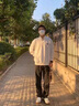 OEMG煙灰色牛仔褲男春秋夏季大碼直筒寬松vibe美式高街潮牌闊腿褲子男 灰黑常規(guī) XL [建議120-135斤] 曬單實(shí)拍圖