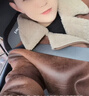 皮爾卡丹（pierre cardin）皮毛一體男士冬季大碼麂皮絨潮流短款機(jī)車服皮襖男裝羊羔毛外套潮 咖啡色 M 曬單實(shí)拍圖