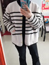 羅蒙（ROMON）條紋開衫女裝2025年新款秋季慵懶風(fēng)復(fù)古寬松顯瘦短款外套女裝 米白色 L -100-110斤 曬單實拍圖
