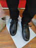 紅蜻蜓（RED DRAGONFLY）皮鞋男商務(wù)大碼休閑皮鞋正裝透氣軟皮面軟底鞋子新郎婚鞋加絨棉鞋 黑色 41 41 曬單實(shí)拍圖