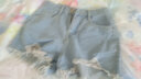 夏季新款牛仔短褲女高腰顯瘦破洞寬松百搭闊腿a字熱褲潮ins 淺藍色 M 建議100-110斤 曬單實(shí)拍圖