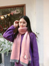 BuyYii 圍巾女冬季韓版百搭學(xué)生加厚保暖毛線針織圍脖秋冬可愛少女潮WJ-09牛油果毛線圍巾-粉色 曬單實(shí)拍圖