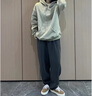 南極人長袖連帽衛(wèi)衣男秋冬新款中青年休閑寬松純色棉質(zhì)套頭上衣外套 豆綠色 M（建議100-120斤） 曬單實拍圖