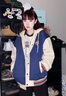 棉致2024美式連帽復(fù)古棒球服短外套女春秋季新款潮寬松學(xué)生韓版小香風(fēng) JC08藍色【高品質(zhì)53】 XL 120-140斤 曬單實拍圖