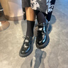 莎莎蘇[時(shí)裝周同款]春季厚底增高英倫風(fēng)系帶黑色樂(lè)福鞋通勤小皮鞋七夕 黑色 37 曬單實(shí)拍圖