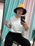 莫代爾重磅純棉女士圓領(lǐng)打底T恤白色夏天短袖t恤寬松純色女半袖上衣夏季 白色【230克重】 S（40-50kg） 曬單實(shí)拍圖