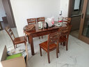 萱逸軒 全實(shí)木餐桌椅組合餐桌家用伸縮折疊圓桌現代簡(jiǎn)約小戶(hù)型吃飯桌子 胡桃色 1.5米 一桌6椅 曬單實(shí)拍圖