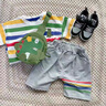 G.DUCKKIDS童裝男童夏裝套裝2024新款兒童服裝一歲寶寶衣服小童男孩條紋短袖 灰色不帶包包 90 (建議身高80-90 1歲半-2歲) 曬單實(shí)拍圖
