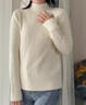 歐芙倫加絨針織衫女毛衣半高領(lǐng)秋冬加厚保暖內搭一體絨白色打底衫女上衣 白色 均碼 曬單實(shí)拍圖