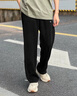 喬丹運動褲男褲2025夏夏季新款直筒針織寬松大碼修身跑步休閑褲子男 黑色-【加絨保暖】 XL /180 曬單實拍圖