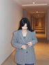 妤遇（YUUZYUUS）品牌女裝毛呢外套女2024春秋新款韓系寬松休閑小個(gè)子時(shí)尚氣質(zhì)上衣 高級(jí)灰 M 曬單實(shí)拍圖