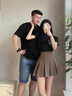 MDlila【兩件裝】情侶裝夏季套裝短袖2025新款衣服一男一女t恤團體班服 白色男款+白色女款 XL 男+女M 曬單實拍圖