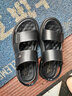 蜻蜓牌夏季男士沙灘鞋真皮透氣特大碼軟皮軟底休閑室外涼拖兩穿皮涼鞋男 黑色  運動(dòng)鞋碼，腳胖建議大一碼 40 曬單實(shí)拍圖