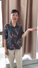 桓黎老年人夏裝女襯衫九分袖奶奶老太太老人衣服中老年媽媽夏季襯衣 紫灰+褲子 2XL (建議105-120斤) 曬單實(shí)拍圖