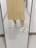 涼鞋女2026年夏季新款厚底松糕鞋爆款運動(dòng)軟底沙灘休閑女鞋 米白色 37 曬單實(shí)拍圖