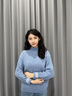 施洛瀾半高領(lǐng)毛衣女2025秋冬裝新款寬松慵懶風(fēng)加厚針織打底衫內搭上衣 藍色 均碼 建議80-135斤 曬單實(shí)拍圖