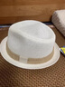 櫪野夏季白色紳士小禮帽男士英倫防曬休閑遮陽(yáng)帽潮大碼大頭圍草帽 主圖色 常規M（55-57cm）另配防風(fēng)繩 曬單實(shí)拍圖