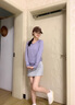 LULUUVTTOH瑜伽服長(cháng)袖套裝女秋季寬松顯瘦健身服普拉提運動(dòng)網(wǎng)紗罩衫上衣女 葡萄紫長(cháng)袖上衣 L 曬單實(shí)拍圖