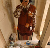 森女部落原創(chuàng)復(fù)古狂野美拉德棕色早秋新款套頭V領(lǐng)馬甲毛針織衫疊穿女 馬甲（單件） S 曬單實(shí)拍圖