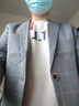 皮爾卡丹夏季男士西服短袖韓版修身格子小西裝套裝潮流薄款中袖七分袖外套針織 灰色格子西服(1926款)+白T恤 M 曬單實(shí)拍圖