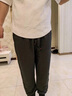 鵲笙褲子男2024春夏季韓版潮流寬松加肥加大碼直筒亞麻運動(dòng)九分休閑褲 黑色【單件裝】 XL [建議120-135斤左右] 曬單實(shí)拍圖
