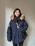 林羽森冬季大毛領(lǐng)派克服棉襖加厚工裝棉服女冬連帽2025新款棉衣冬裝外套 藏青色 L 推薦120-140斤 曬單實拍圖