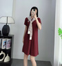 Teenie Weenie小熊春夏季通勤職場(chǎng)寬松POLO披肩連衣裙學(xué)院風(fēng)時(shí)尚女 酒紅色 S (160) 曬單實(shí)拍圖