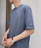 HUGO【100%棉 男女同款】春夏棉質針織寬松情侶短袖T恤 462-藍灰色 L 曬單實拍圖