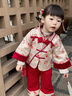 優(yōu)奇女寶寶周歲禮服中式唐裝喜慶國風(fēng)女童套裝漢服兩件套生日送禮衣服 吉祥錦鯉+同款挎包 80 曬單實拍圖