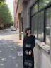 衣典零一（LEDIALYI）牛仔拼接假兩件黑色長袖連衣裙女2024春秋季新款韓系休閑衛(wèi)衣裙子 黑色 S （建議96-105斤） 曬單實拍圖