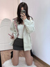 辰衣純美式甜妹連帽格子拼接衛(wèi)衣女2024春秋新款寬松休閑慵懶風學生外套 白灰色（優(yōu)質(zhì)版） M 曬單實拍圖
