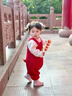 優(yōu)奇嬰兒衣服秋冬連體衣幼兒冬季紅色卡通加絨背帶褲可愛(ài)褲子拜年衣服 紅色背帶褲【不含配飾】 80 曬單實(shí)拍圖