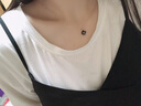Djin四葉草項鏈女士S925銀鎖骨鏈瑪瑙吊墜飾品生日情人節禮物送女友 黑瑪瑙幸運四葉草項鏈 曬單實(shí)拍圖